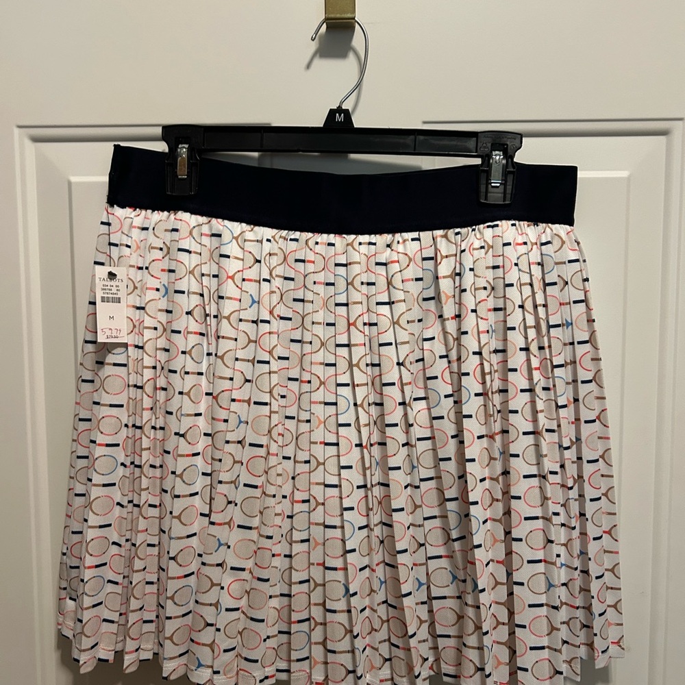 Talbots Multicolor Print Tennis/PB Skirt with Mesh fabric. Navy waistband. NWT